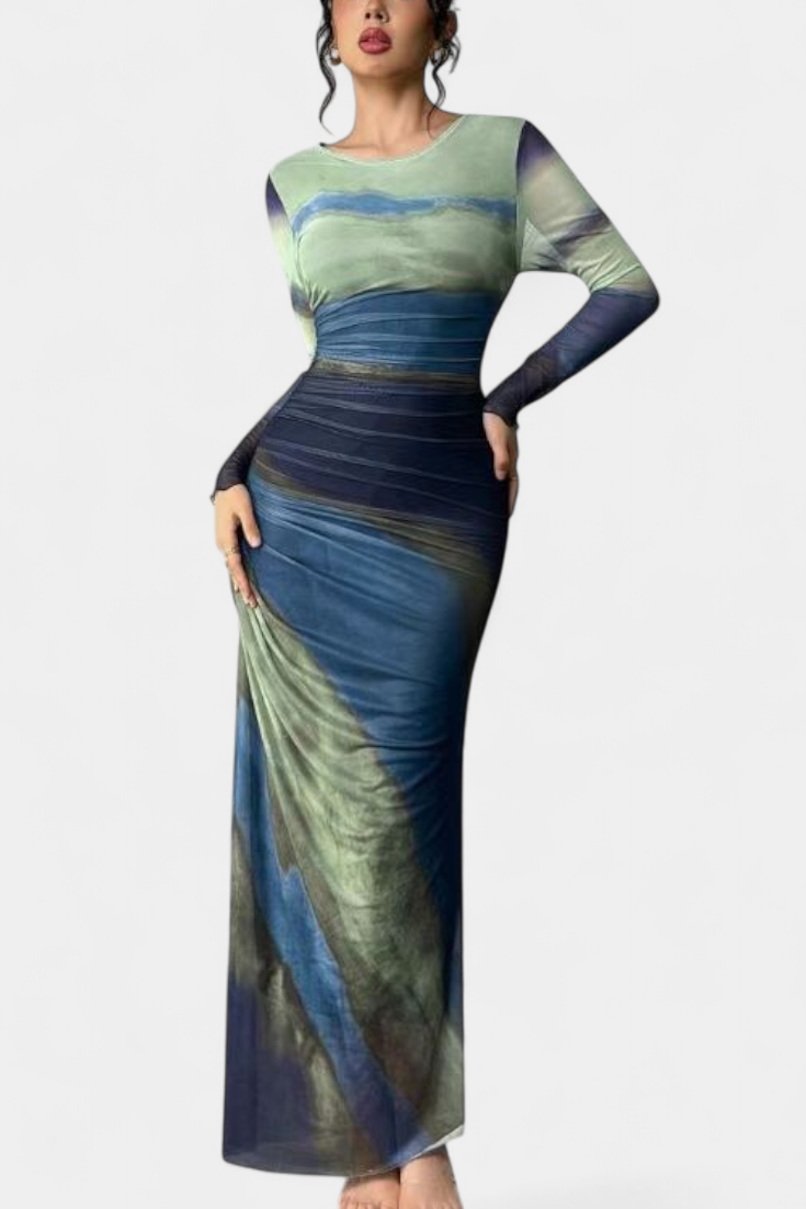 Galene Robe Cape Longue à Ourlet Asymétrique
