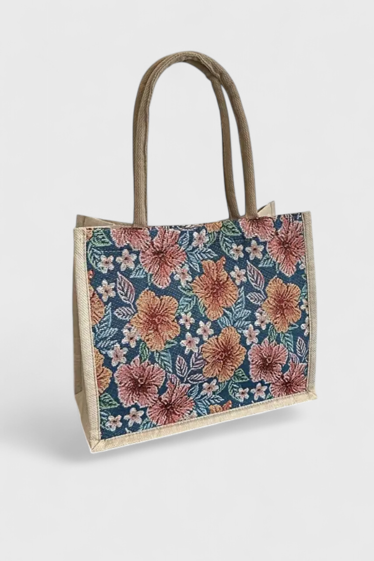 Taila Sac en Jute Résistant avec Imprimé Floral