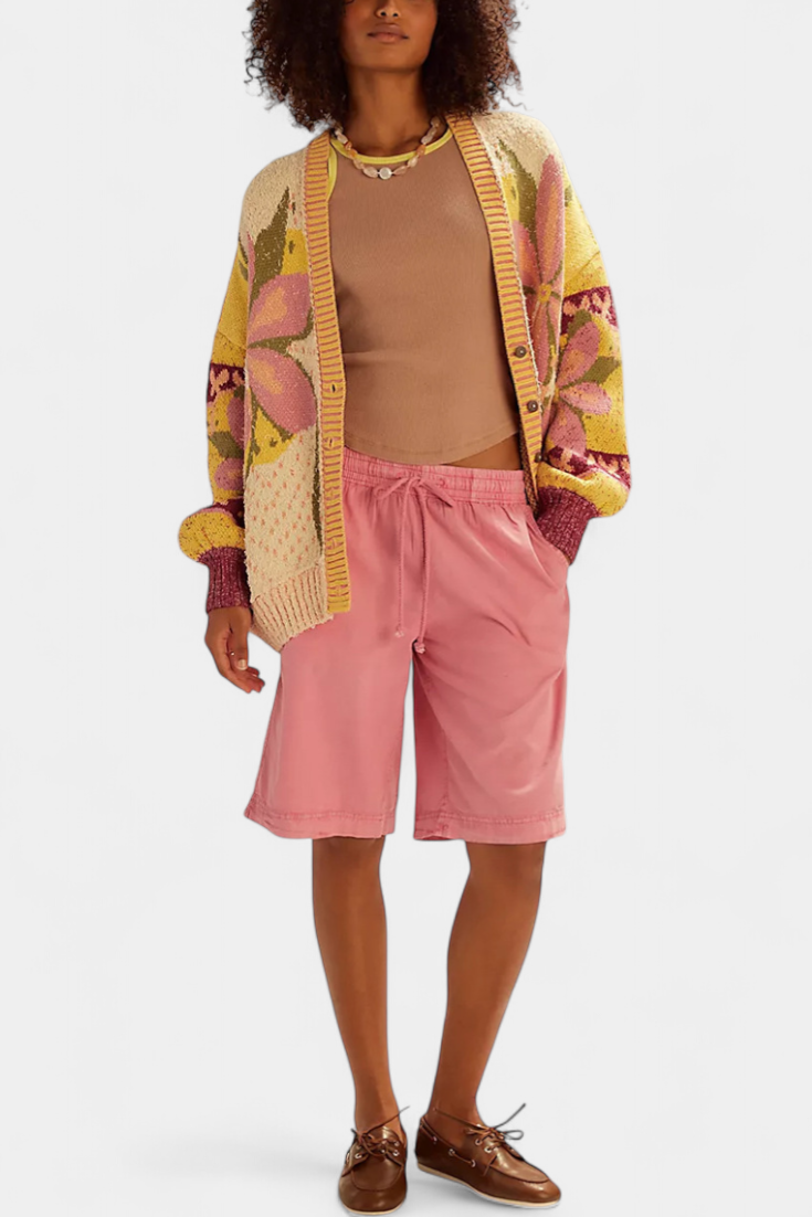Casey Cardigan à Motif Floral Brodé et Coupe Ample