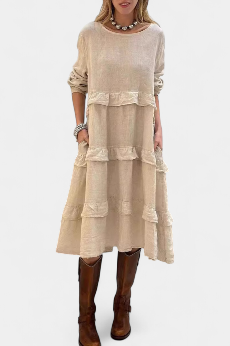 Jada Robe Décontractée en Velours avec Volants Structurés