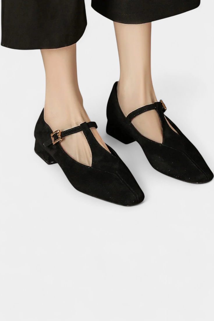 Elly Talons Bas Classiques avec Sangle à Boucle Ajustable