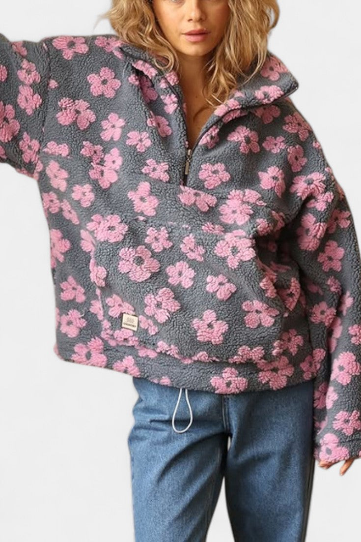 Nancy Sweat Polaire Floral Boho à Coupe Ample