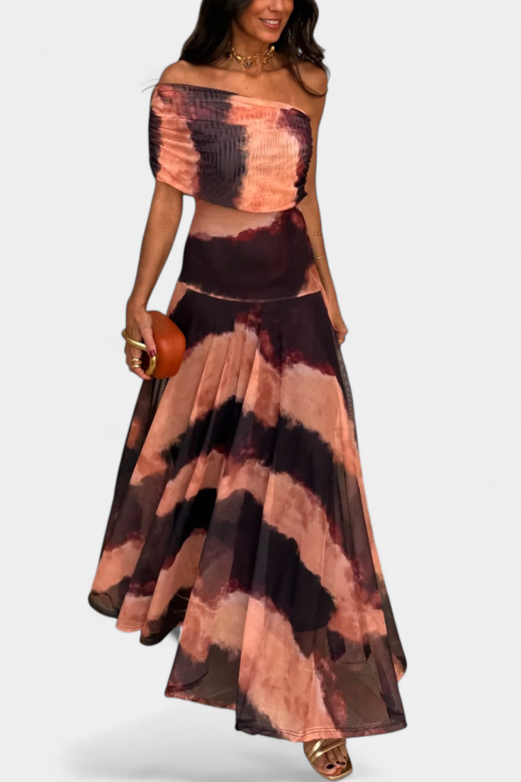 Jessamy Robe Asymétrique à Imprimé Tie-Dye Maxi