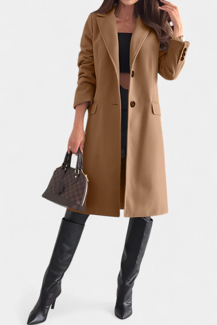 Armande Lapel Single Breasted Mid-Length Pea Coat