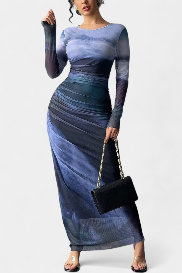Galene Robe Cape Longue à Ourlet Asymétrique