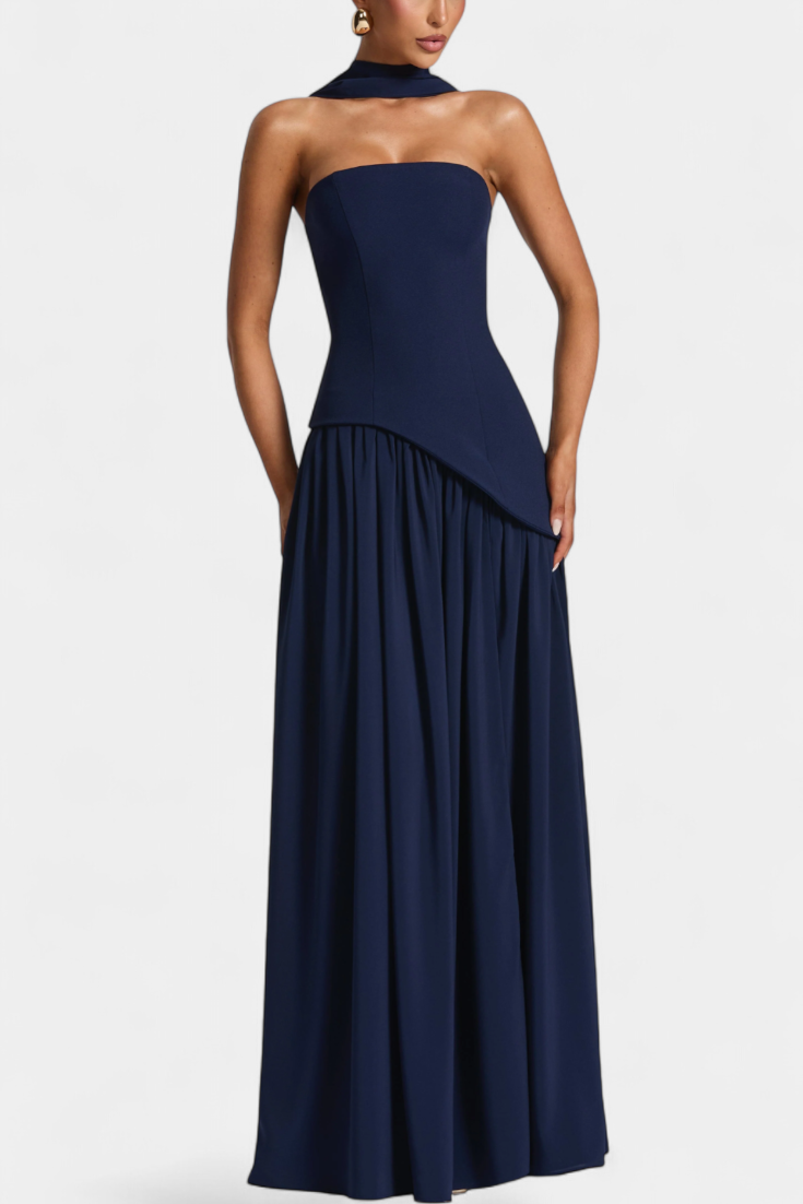 Celaena Robe Off Shoulder en Chiffon avec Fente Latérale