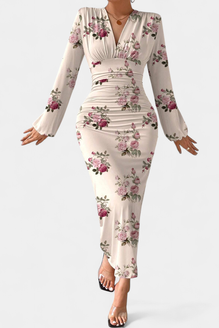 Ashlyn Robe Midi à Imprimé Dégradé et Manches Longues