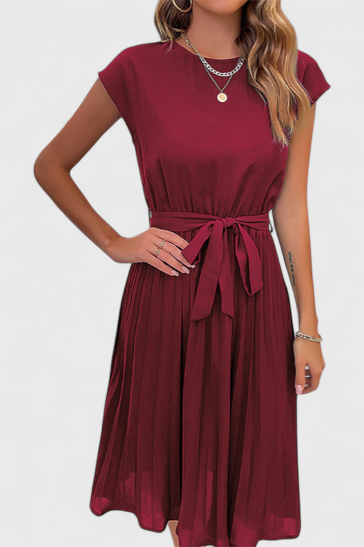 Luxie Robe Midi Fluide à Décolleté Doux et Tissu Respirant
