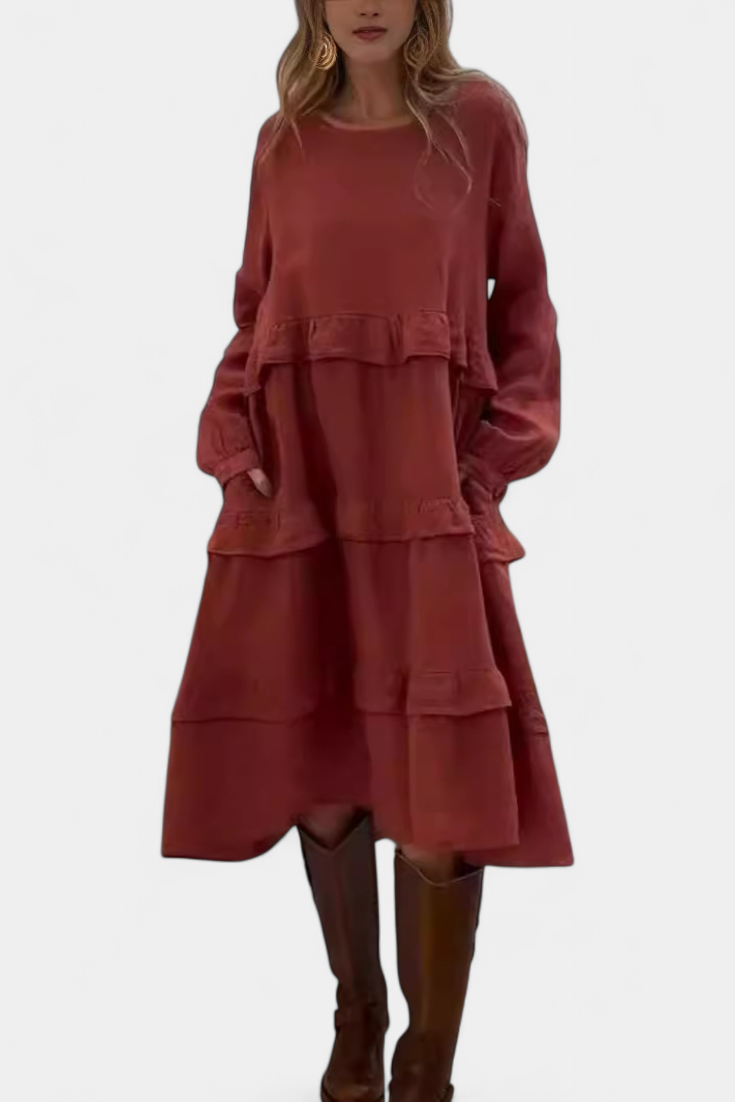 Jada Robe Décontractée en Velours avec Volants Structurés