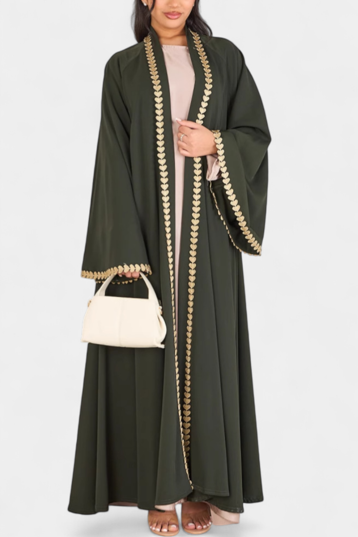 Ginebra Abaya Brodée Dorée à Manches Kimono