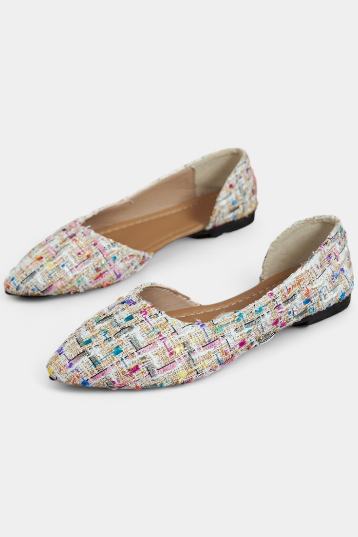 Crystal Mocassins en Tweed Multicolore Élégants et Confortables
