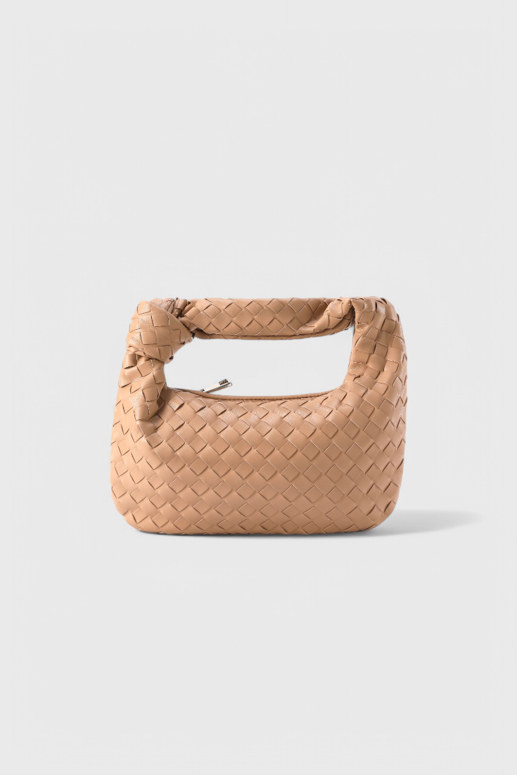 Sage Sac à Main en Cuir Vegan Tissé avec Détails Argentés