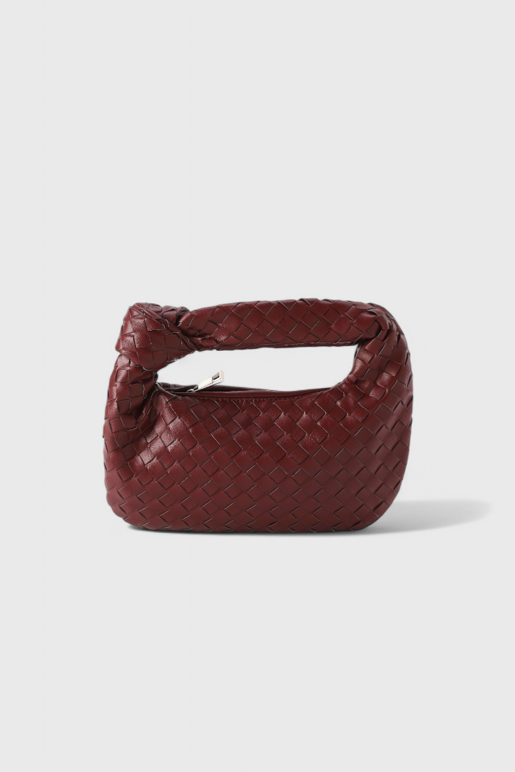 Sage Sac à Main en Cuir Vegan Tissé avec Détails Argentés