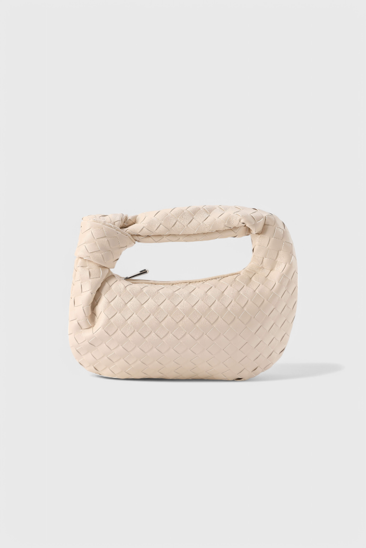 Sage Sac à Main en Cuir Vegan Tissé avec Détails Argentés