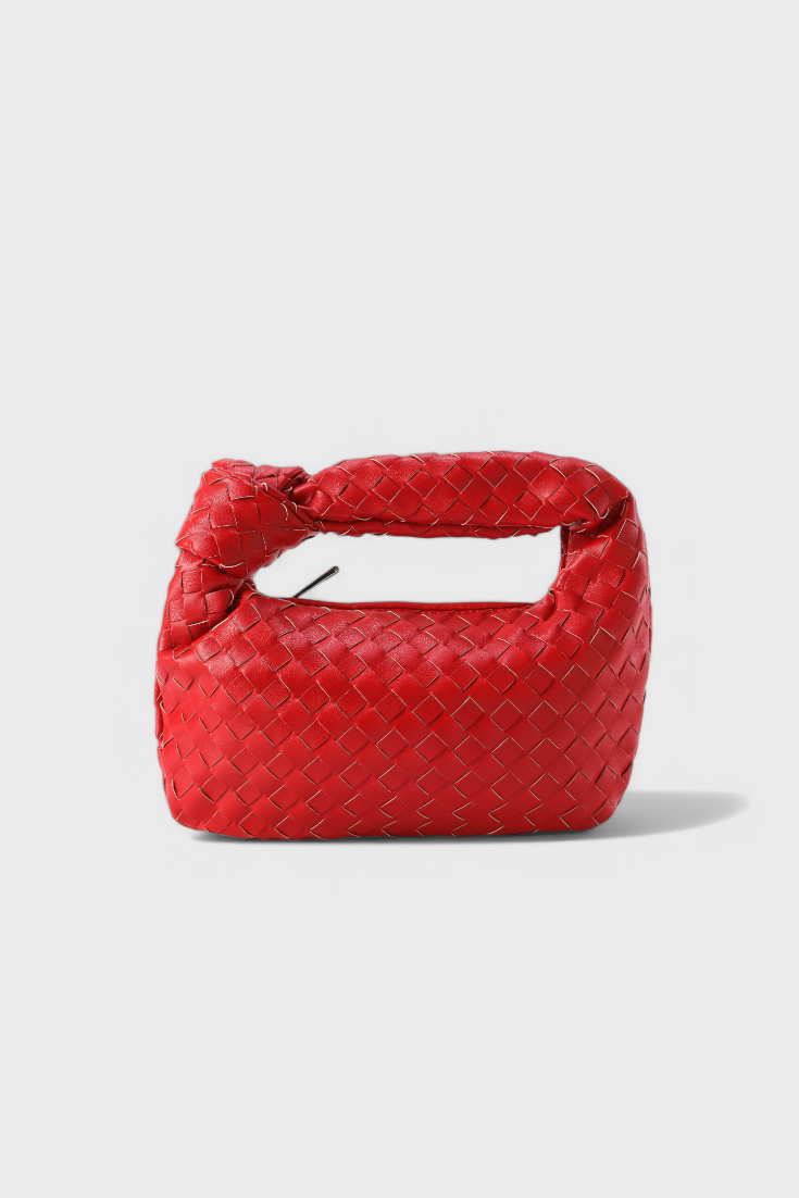 Sage Sac à Main en Cuir Vegan Tissé avec Détails Argentés