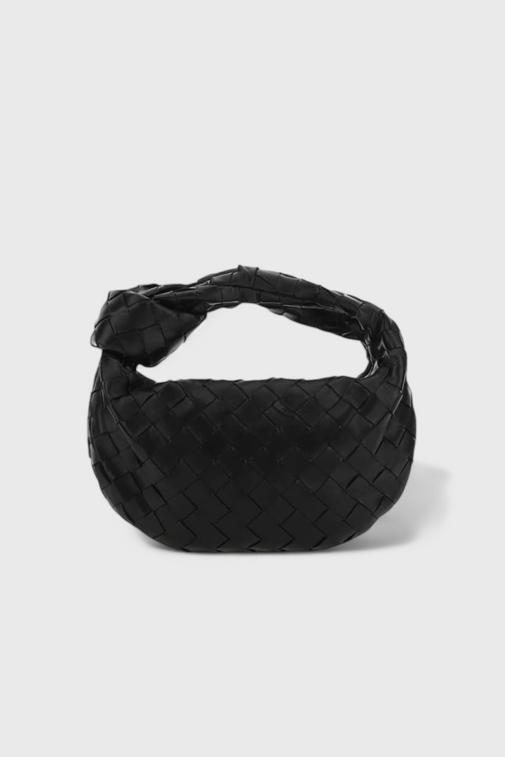 Sage Sac à Main en Cuir Vegan Tissé avec Détails Argentés